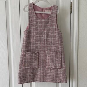 Biscotti Girls Size 8 Pink Tweed Jumper Dress Sleeveless Boucle Pockets